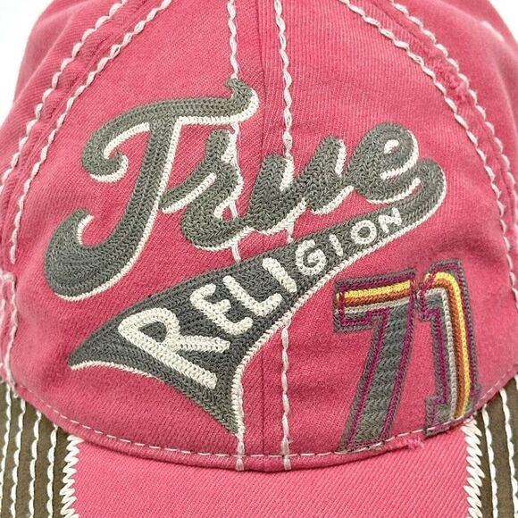 Vintage 90s Y2K True Religion Trucker Hat Baseball Cap Distressed Adjustable - Picture 9 of 16